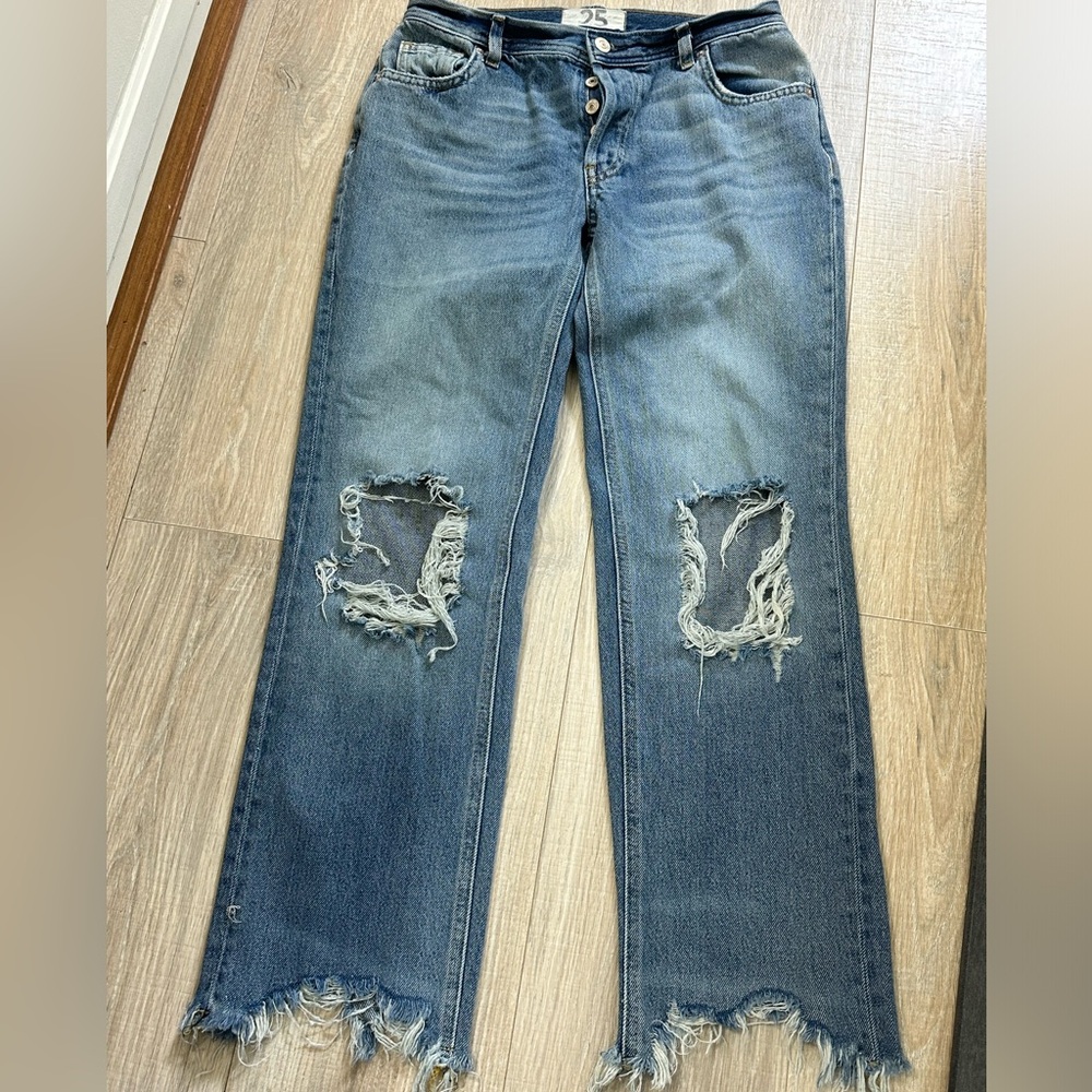 Distressed Blue Jeans